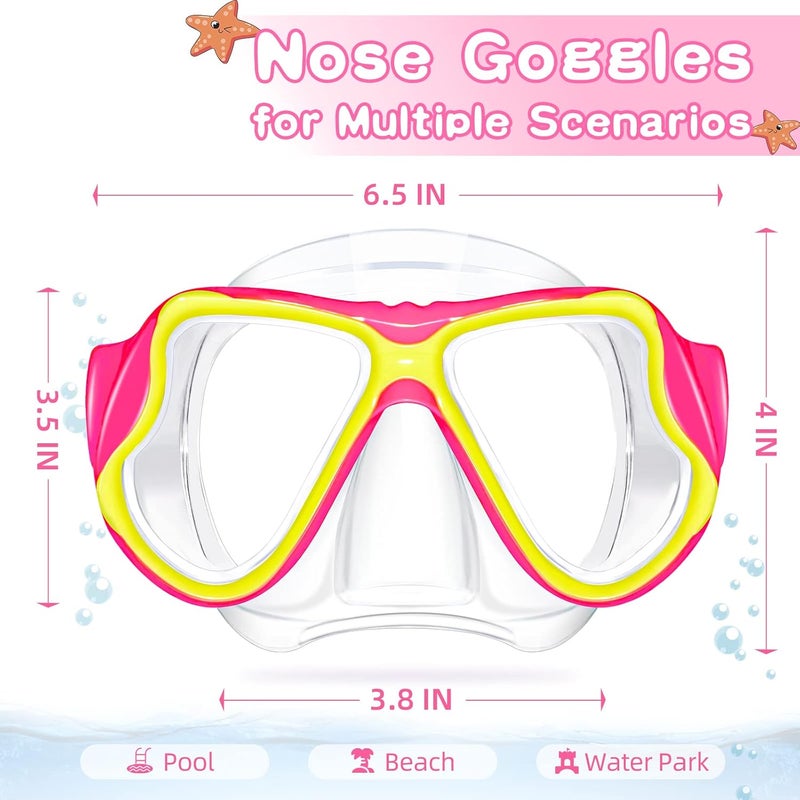 Freela 2 Pack Kids Swim Goggles Mask for Boys Girls 3-14, Tempered Glass Lens 180° HD View with Nose Cover for Pool Beach - Image 4